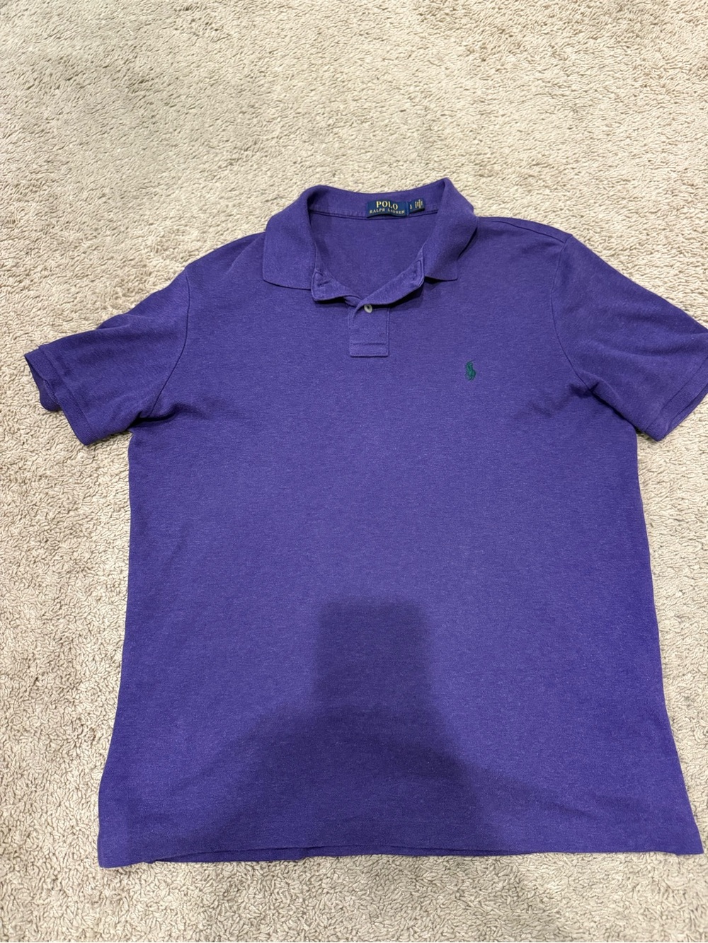 Polo Ralph Lauren Men’s Large Purple Short Sleeve Cotton Polo Shirt Green Pony